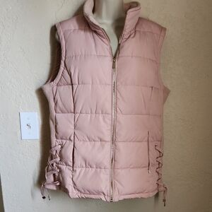 Pink Puffer Vest with Side Lace Detail